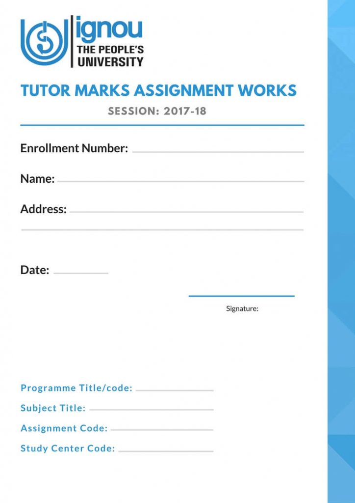 ignou first page of assignment sample