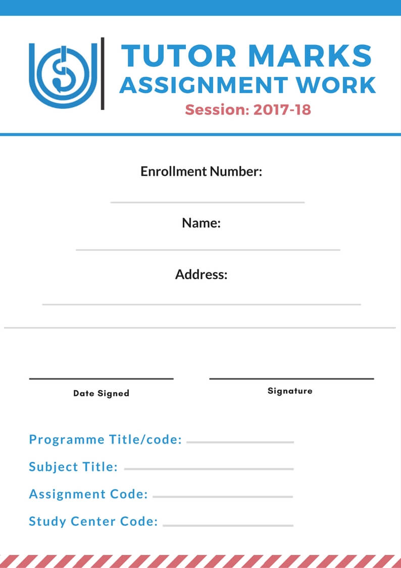 front page format for ignou assignment