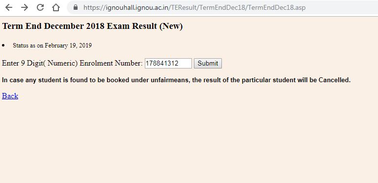 BPCG M.Com Result step 1