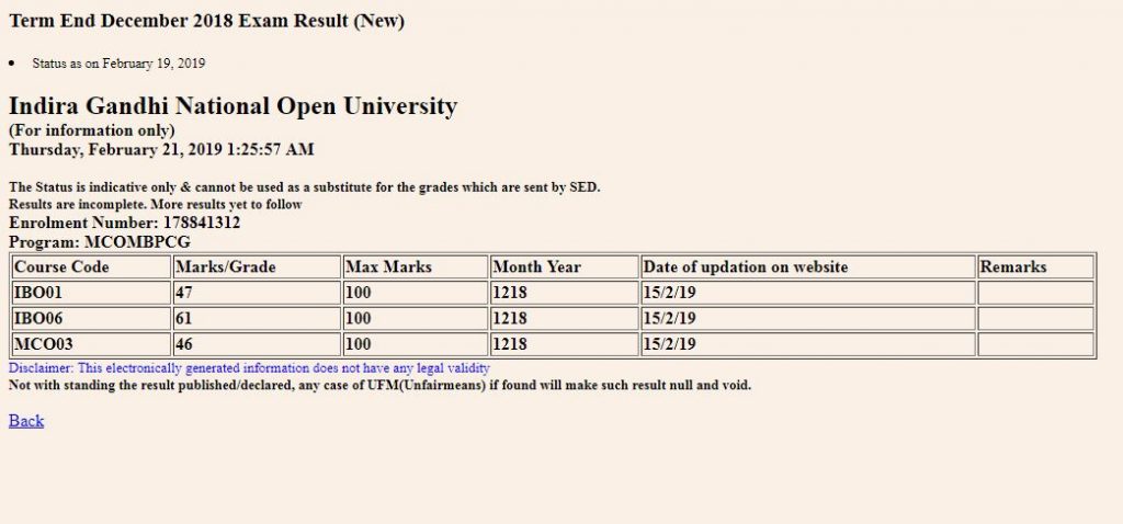 BPCG M.Com Result step 2