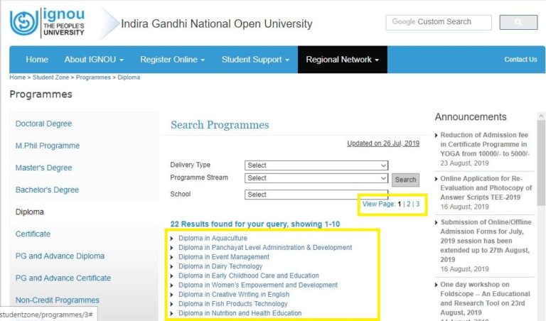IGNOU Diploma Courses List After 10th IGNOU Diploma Courses List After 10th