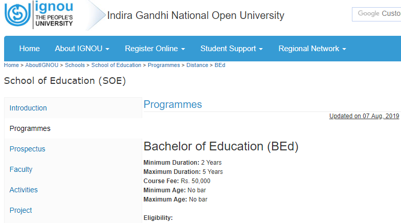 IGNOU B.Ed Entrance Exam Result - Ignou News