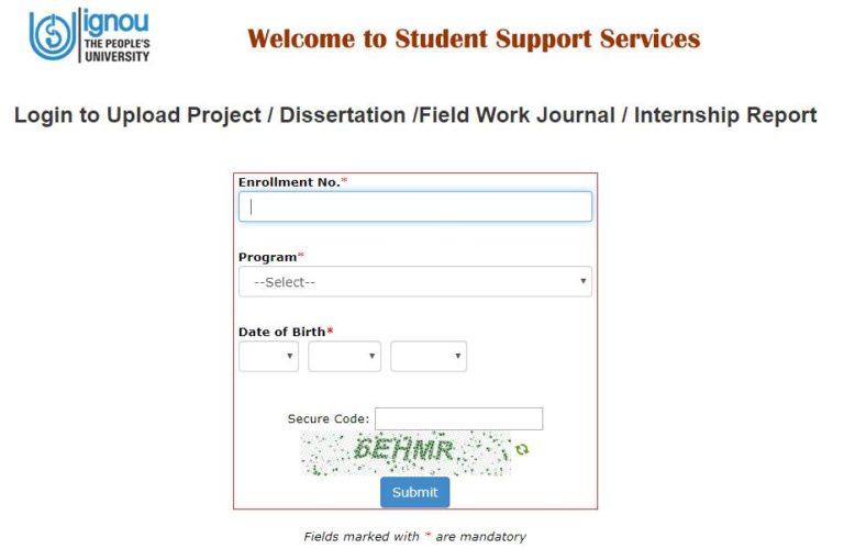 dissertation submission ignou